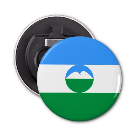 Kabardino Balkaria Vlag Button Flesopener (Voorkant)