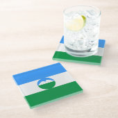 Kabardino Balkaria Vlag Glazen Onderzetter (Schuin)