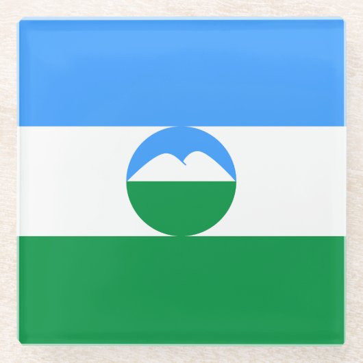 Kabardino Balkaria Vlag Glazen Onderzetter (Voorkant)