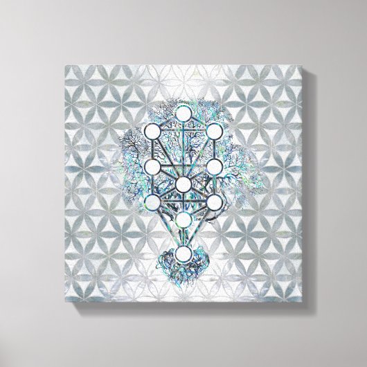Kabbalah De Boom van het Leven Abalone shell en pa Canvas Afdruk (Voorkant)