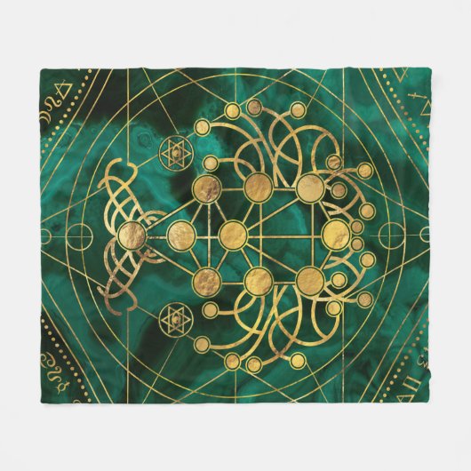 Kabbalah De boom van het leven - Malachite Fleece Deken (Voorkant (Horizontaal))
