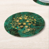 Kabbalah De boom van het leven - Malachite Ronde Kartonnen Onderzetter (Gebogen)