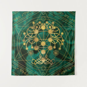 Kabbalah De boom van het leven - Malachite Wandkleed