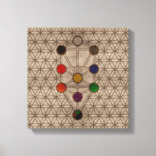 Kabbalah De boom van het Leven op houten textuur Canvas Afdruk