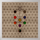 Kabbalah De boom van het Leven op houten textuur Poster (Voorkant)
