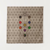 Kabbalah De boom van het Leven op houten textuur Wandkleed (Voorkant)