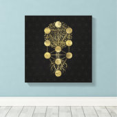 Kabbalah The Tree Gold on Black Canvas Afdruk (Insitu (Houten vloer))