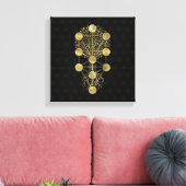 Kabbalah The Tree Gold on Black Canvas Afdruk (Insitu (Woonkamer))