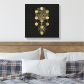 Kabbalah The Tree Gold on Black Canvas Afdruk (Insitu (Slaapkamer))