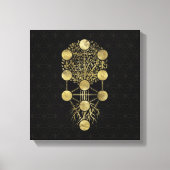 Kabbalah The Tree Gold on Black Canvas Afdruk (Voorkant)