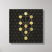 Kabbalah The Tree Gold on Black Canvas Afdruk (Voorkant)