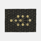 Kabbalah The Tree Gold on Black Fleece Deken (Voorkant (Horizontaal))