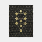 Kabbalah The Tree Gold on Black Fleece Deken (Voorkant)