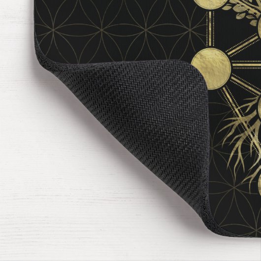 Kabbalah The Tree Gold on Black Muismat (Hoek)