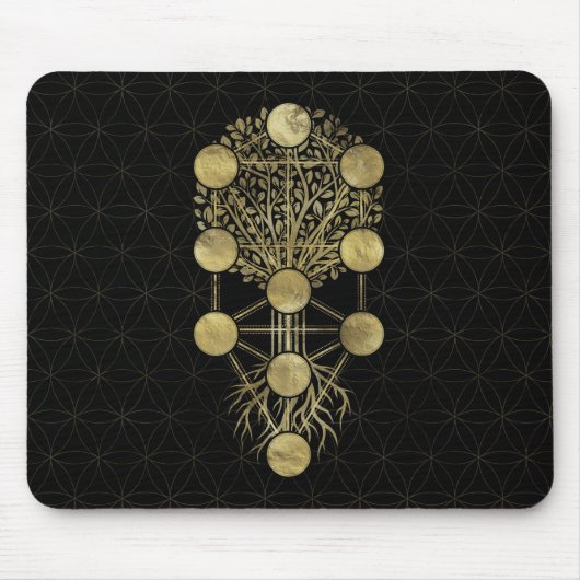 Kabbalah The Tree Gold on Black Muismat (Voorkant)