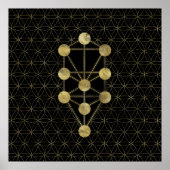 Kabbalah The Tree Gold on Black Poster (Voorkant)