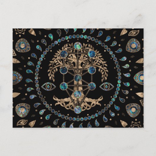 Kabbalah The Tree of Life Abalone and Gold Briefkaart (Voorkant)