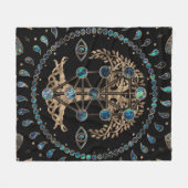 Kabbalah The Tree of Life Abalone and Gold Fleece Deken (Voorkant (Horizontaal))