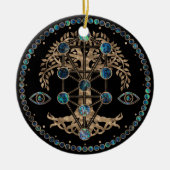 Kabbalah The Tree of Life Abalone and Gold Keramisch Ornament (Voorkant)