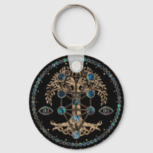 Kabbalah The Tree of Life Abalone and Gold Sleutelhanger