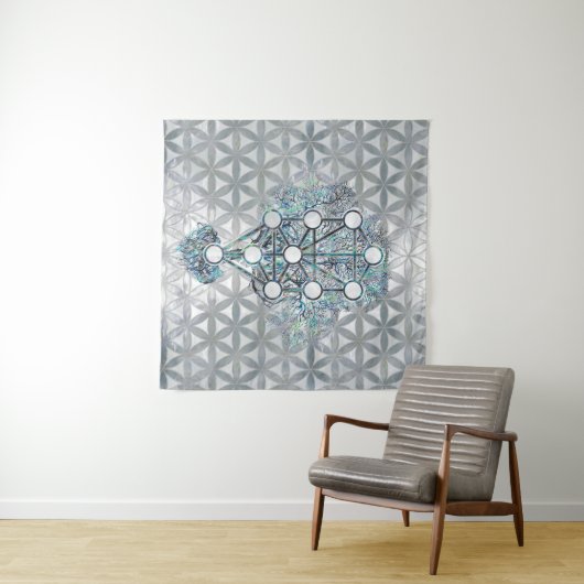 Kabbalah The Tree of Life Abalone shell and paarl Wandkleed (In Situ (horizontaal))