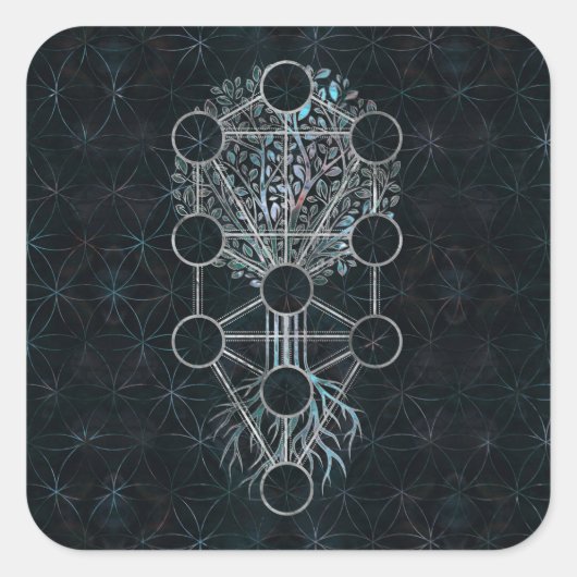 Kabbalah The Tree of Life - Etz Hayim Vierkante Sticker (Voorkant)