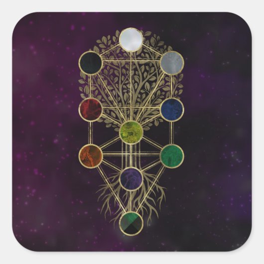 Kabbalah The Tree of Life - Etz Hayim Vierkante Sticker (Voorkant)