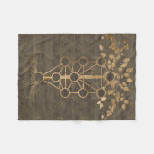Kabbalah The Tree of Life  Gold on Wood Fleece Deken (Voorkant (Horizontaal))