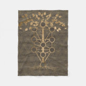 Kabbalah The Tree of Life  Gold on Wood Fleece Deken (Voorkant)