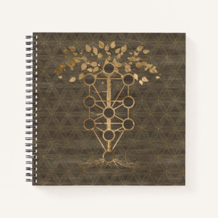 Kabbalah The Tree of Life  Gold on Wood Notitieboek