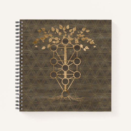Kabbalah The Tree of Life  Gold on Wood Notitieboek (Voorkant)