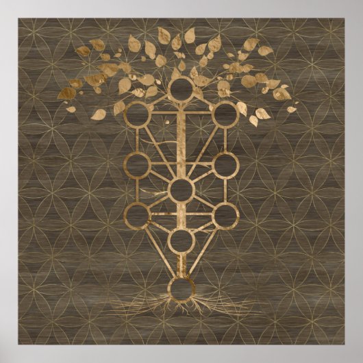 Kabbalah The Tree of Life  Gold on Wood Poster (Voorkant)