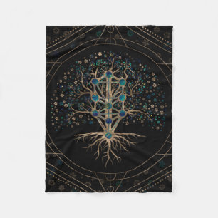 Kabbalah The Tree of Life Marble and Gold Fleece Deken