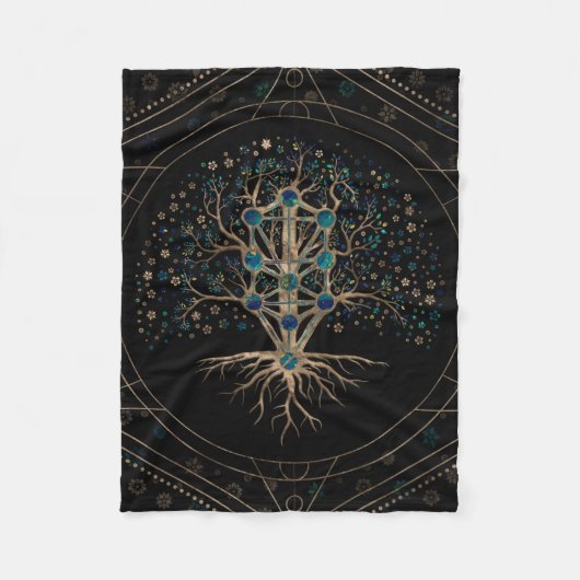 Kabbalah The Tree of Life Marble and Gold Fleece Deken (Voorkant)