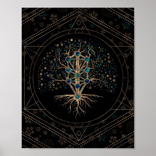 Kabbalah The Tree of Life Marble and Gold Poster (Voorkant)