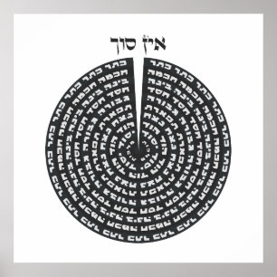 Kabbalistische Creatie Hebreeuwse monochromatische Poster