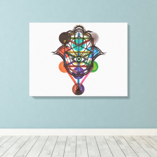 Kabbalistische levensboom canvas afdruk (Insitu (Houten vloer))