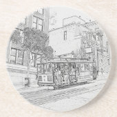 Kabelauto Zandsteen Onderzetter (Voorkant)