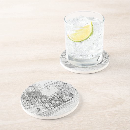 Kabelauto Zandsteen Onderzetter (Zijkant)