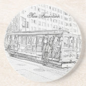 Kabelauto Zandsteen Onderzetter (Voorkant)