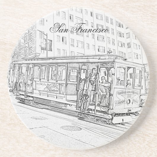 Kabelauto Zandsteen Onderzetter (Voorkant)