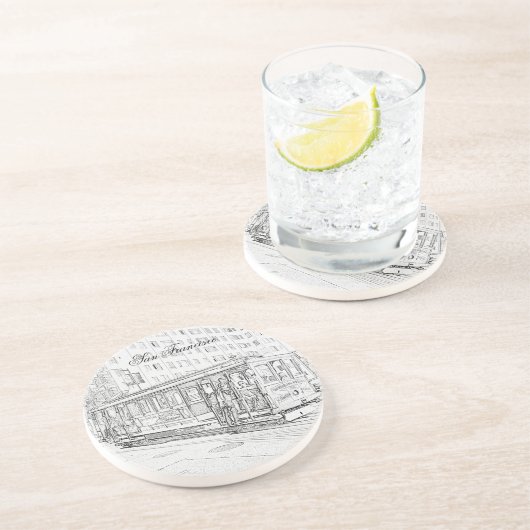 Kabelauto Zandsteen Onderzetter (Zijkant)