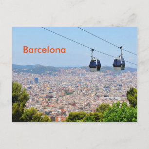 Kabelauto's in Barcelona Briefkaart