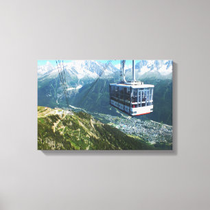 Kabelbaan boven Chamonix, Frankrijk Canvas Afdruk