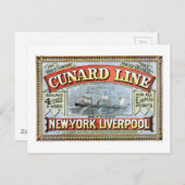  kabelbaan die New York naar Liverpool afstuurt Briefkaart (Voorkant / Achterkant)