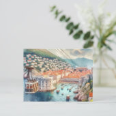 Kabelbaan Dubrovnik Kroatië waterverf Briefkaart (Staand voorkant)