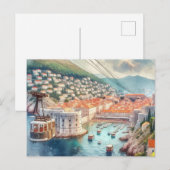 Kabelbaan Dubrovnik Kroatië waterverf Briefkaart (Voorkant / Achterkant)