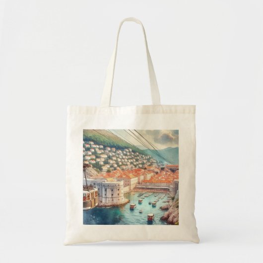 Kabelbaan Dubrovnik Kroatië waterverf Tote Bag (Voorkant)