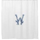 Kabelblauw wit monogram voor australend zeiltouw douchegordijn (Voorkant)