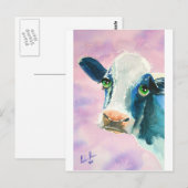 Kabelgezicht met groene ogen waterverf schilderij briefkaart (Voorkant / Achterkant)